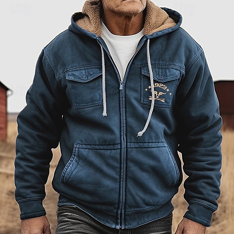 Per uomo Felpa con cappuccio a zip intera Felpa con cappuccio e zip Felpa con cappuccio in pile Verde militare Blu Marrone Cachi Con Cappuccio Mucca Con zip Tasca Sport & Outdoor Quotidiano Ferie del 2025 a $46.99 –P3