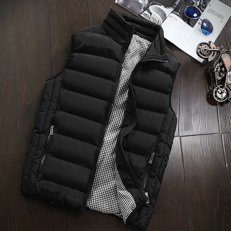 Herren Puffer Weste Weste Täglich Verabredung Urlaub Modisch Brautkleider schlicht Herbst Winter Tasche Polyester warm halten Komfortabel Glatt Gesteppt Reisverschluss Ständer Regular Fit Schwarz 2025 - $32.99 –P14