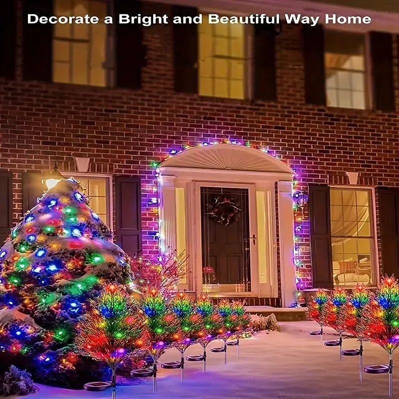 Светодиодный светильник для газона на солнечной батарее - многоцветный колышек для садовых дорожек, патио, уличного и новогоднего ландшафтного украшения 1/2 шт. 2025 - $20.99 –P8