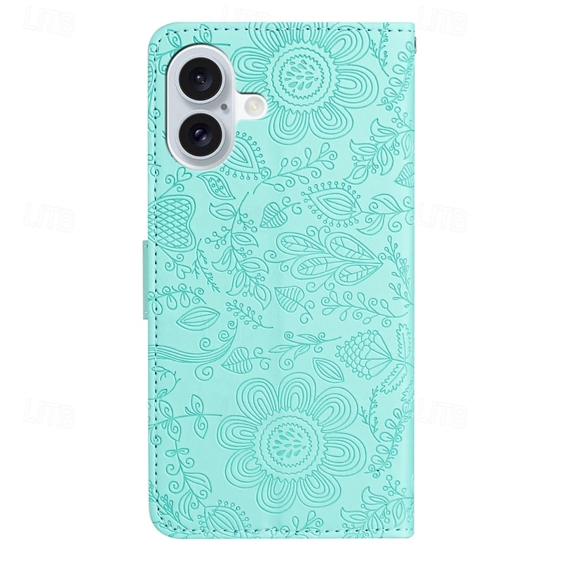 2025年 電話 ケース 用途 iPhone 16 iPhone15 iPhone 14 13 12 11 Pro Max Plus Mini SE ウォレットカードケース リストストラップ付き キックスタンド 暖かい 花 TPU PUレザー コレクション – $16.99 –P16