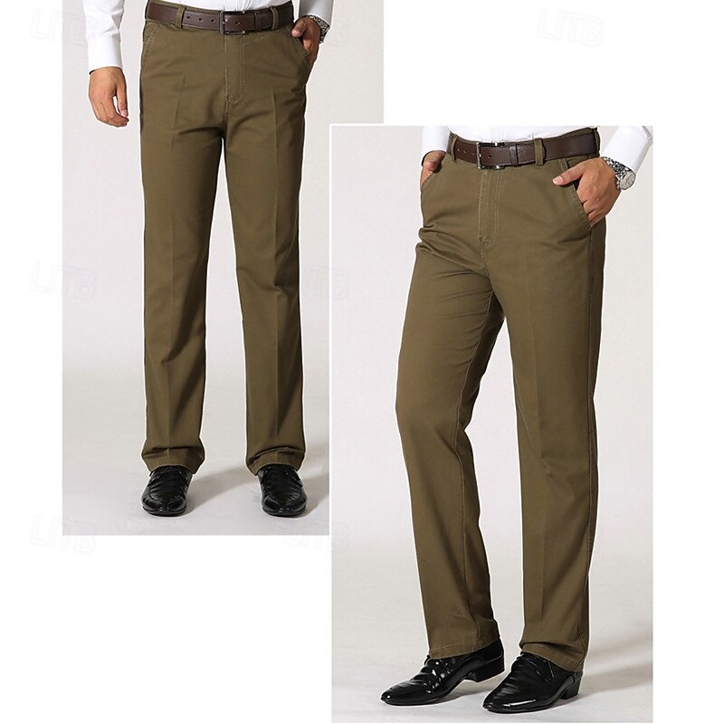 Per uomo pantaloni della tuta Pantaloni Chino Bottoni Tasche Gamba dritta Liscio Comfort Formale Feste Ufficio Di tendenza Classico Nero Verde scuro Media elasticità del 2025 a $18.99 –P7