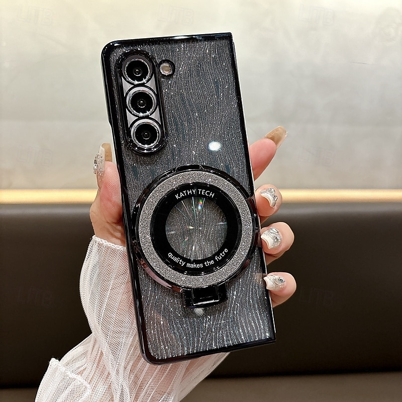 Phone Case For Z Fold 7 Z Fold 6 Z Fold 5 Z Fold 4 Z Fold 3 Back Cover with Stand Holder Support Wireless Charging Bling Glitter Shiny Retro TPU Plating 2025 - $19.99 –P3