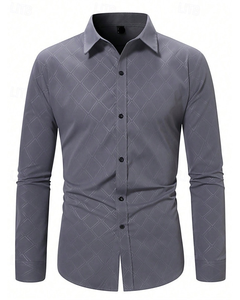 Per uomo Camicia Camicia elegante Camicia con Bottoni Plaid Matrimonio Feste Rosso Verde Grigio Manica Lunga Bavero Primavera & Autunno Abbigliamento del 2026 a $30.99 –P8