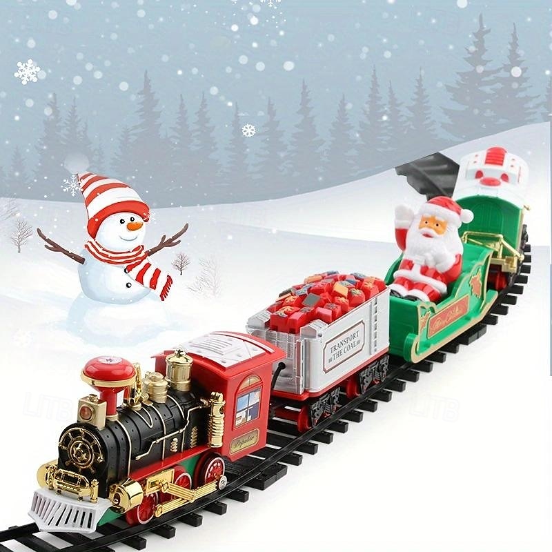 set tren de Crăciun - decor electric de Crăciun cu sunet și lumină pentru brad de Crăciun, vagon, jucării cadou și produse periferice pentru Ziua Recunoștinței și sezonul sărbătorilor 2025 - $62.99 –P2