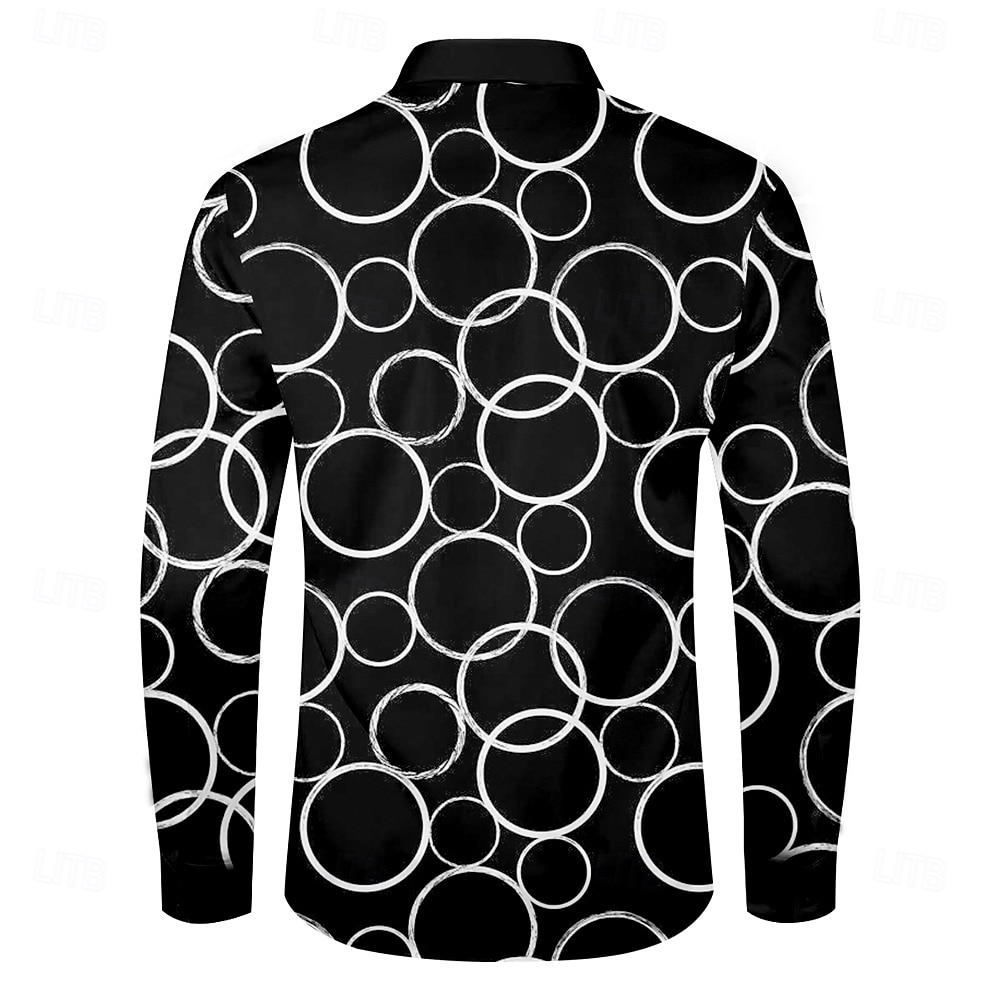 Męskie Koło Wzór geometryczny Koszule eleganckie Zapinana na guziki koszula Długi rękaw Biznesowy swobodny Biznes Codzienny Jesień Zima Wiosna i lato Kołnierzyk koszuli Zapiąć Druk 3D Czarny 2026 - $28.99 –P2