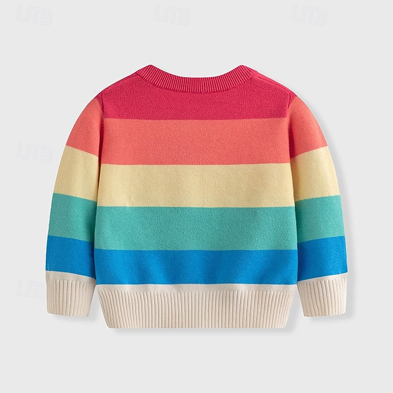 Bambino Da ragazza Ritorno a scuola Cardigan Arcobaleno Scuola Manica lunga Bottoni Giornaliero 4 anni + Autunno Multicolore del 2025 a $20.99 –P5