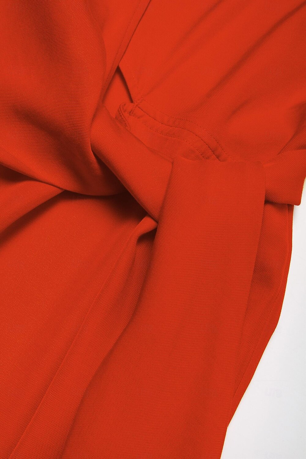 Robe midi portefeuille froncée en lin tencel pour femme orange rouge col en V de 2025 ? $119.99 –P19