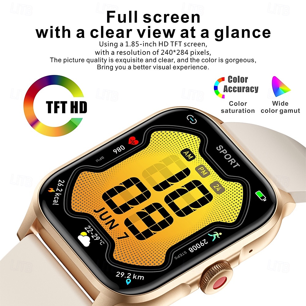 iMosi QX15 Slimme horloge 1.85 inch(es) Smart horloge Bluetooth Stappenteller Gespreksherinnering Activiteitentracker Compatibel met: Android iOS Dames Heren Handsfree bellen Waterbestendig 2025 - $36.19 –P3