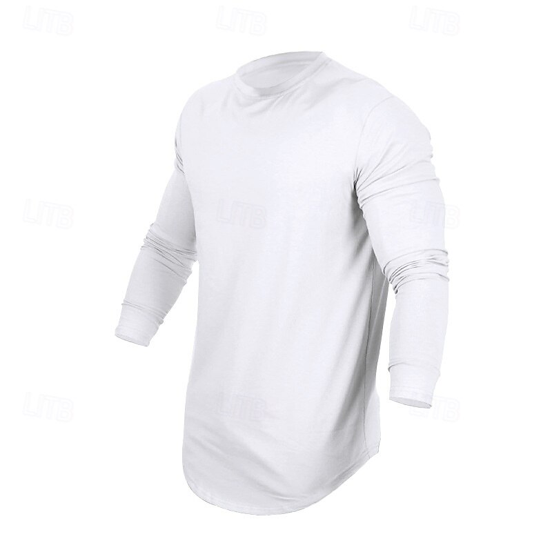 Homme T-shirt Chemise à Manches Longues manche longue Col ras du cou Printemps & Automne Uni Mode Designer Basique Classique Vacances Rue Sortir Noir Blanche bleu marine T-shirt haut de gamme pour de 2025 ? $17.99 –P10