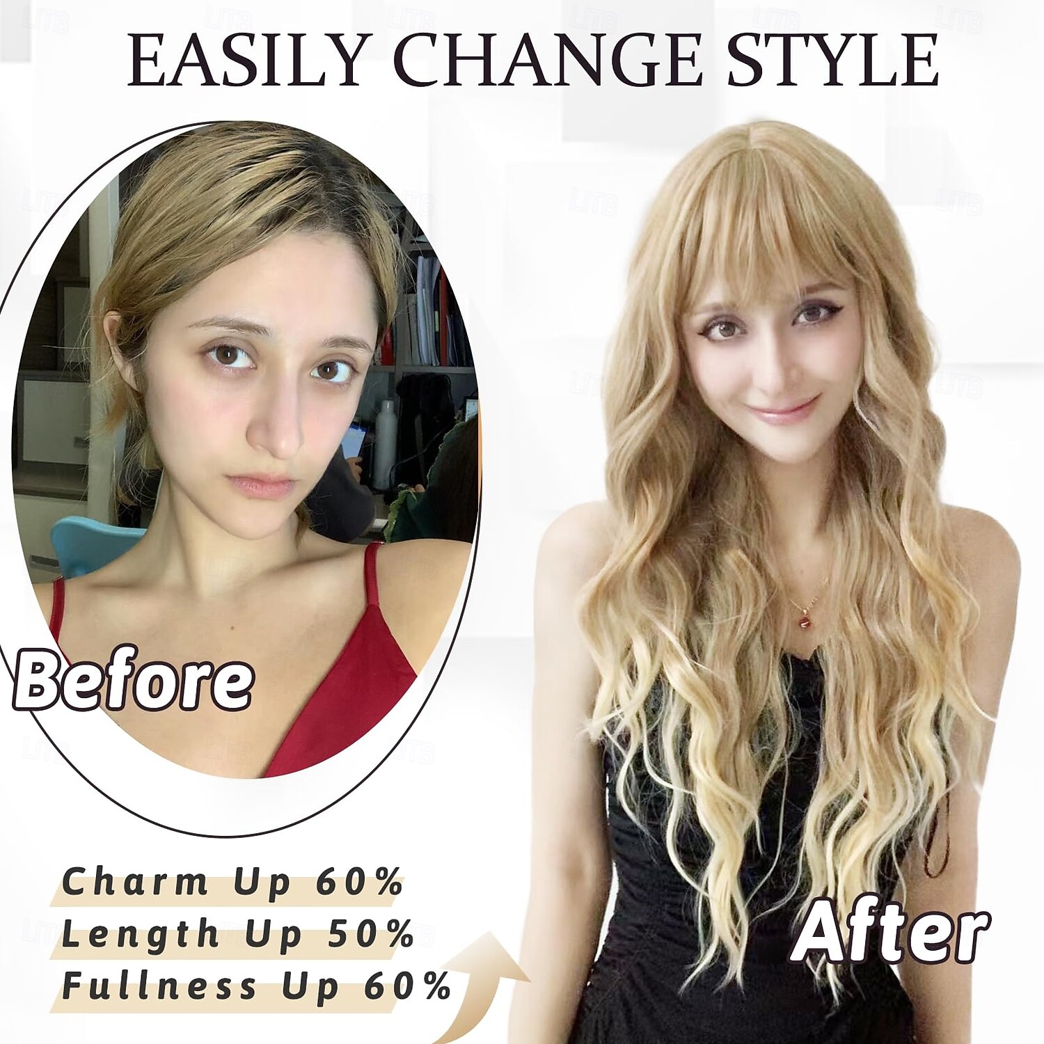 Long Wigs with Bangs for Women Curly Wavy Hair Wigs Heat Resistant Synthetic Fiber Wigs for Daily Party Use 2025 - $19.99 –P6