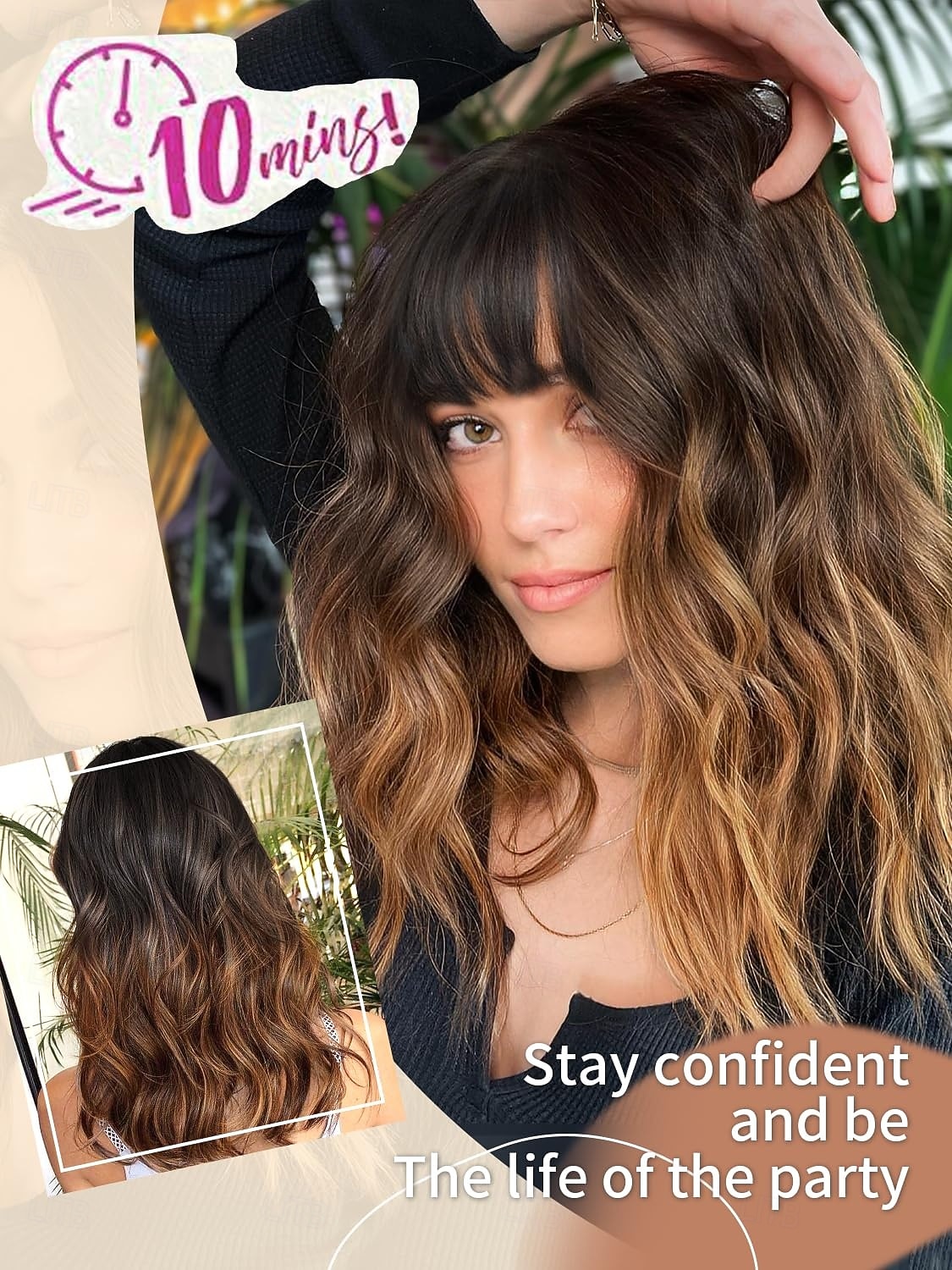 Short Wavy Wig with Bangs for Women Shoulder Length Bob  display picture 3