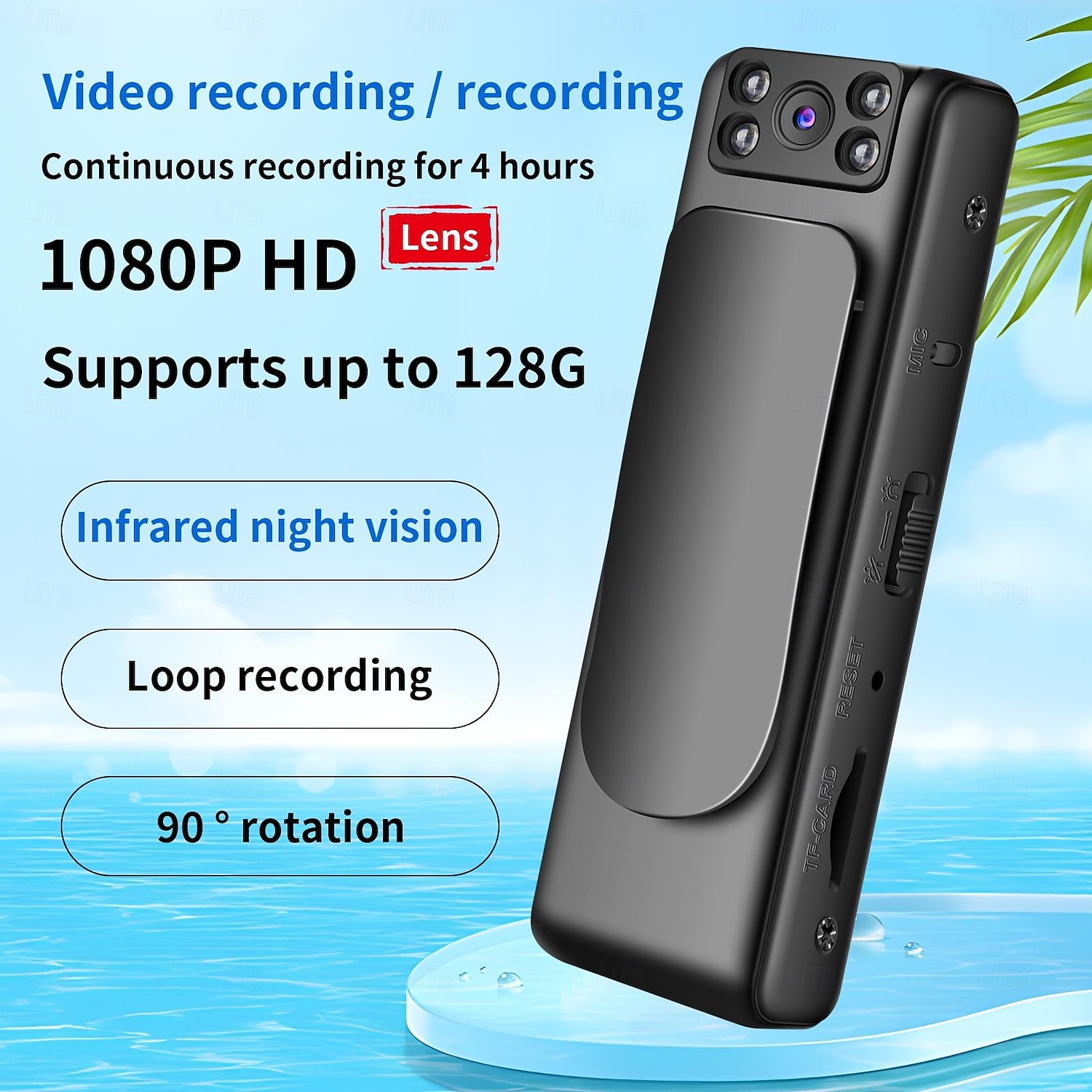 Aktionskamera Tragbar Wiederaufladbar Bild- und Videofunktion aufzeichnen Mini CMOS-Sensor 1080p 128 GB Geländerad 2025 - $21.99 –P1
