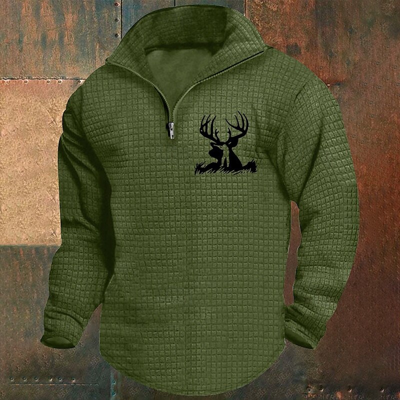 Per uomo Felpa a nido d'ape Felpa Felpa con cerniera a un quarto Bianco Vino Verde militare Cachi Grigio chiaro mezza cerniera Pop art Stampa Stampa Chiusura lampo quarto Natale Giornaliero Per eventi del 2025 a $22.99 –P3