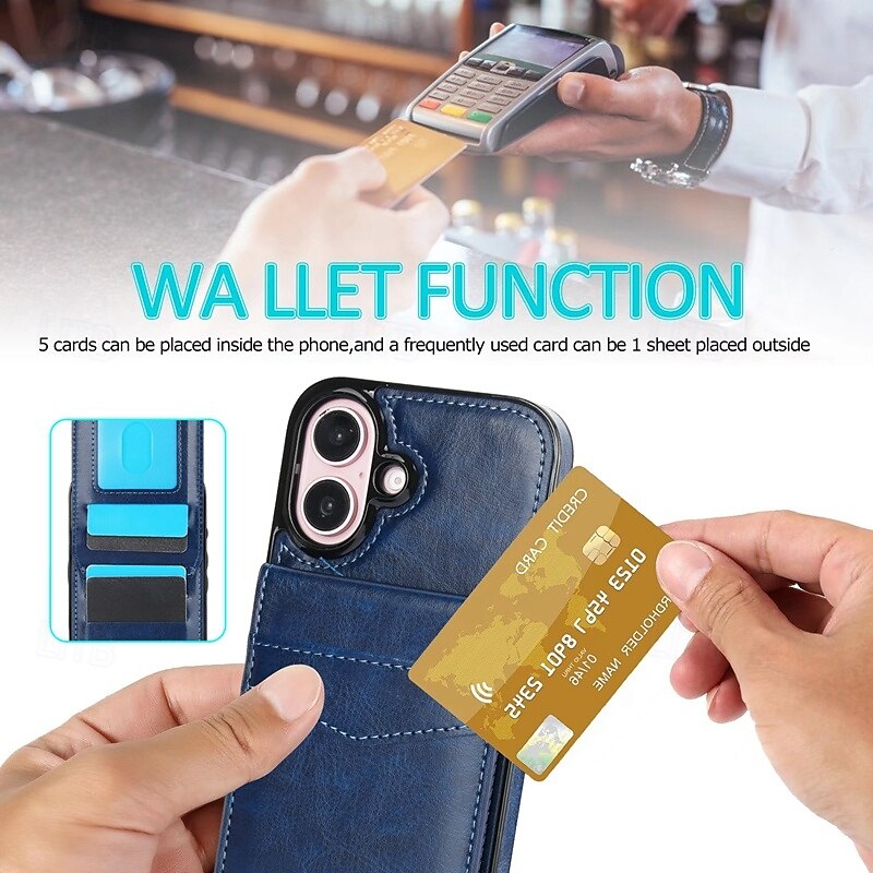 2025年 電話 ケース 用途 iPhone 16 Pro Max プラス iPhone 15 プロマックスプラス iPhone 14 13 12 11 Pro Max Plus Mini SE バックカバー スタンド付き カード挿入口 耐衝撃 レトロ風 TPU PUレザー  コレクション – $18.99 –P4