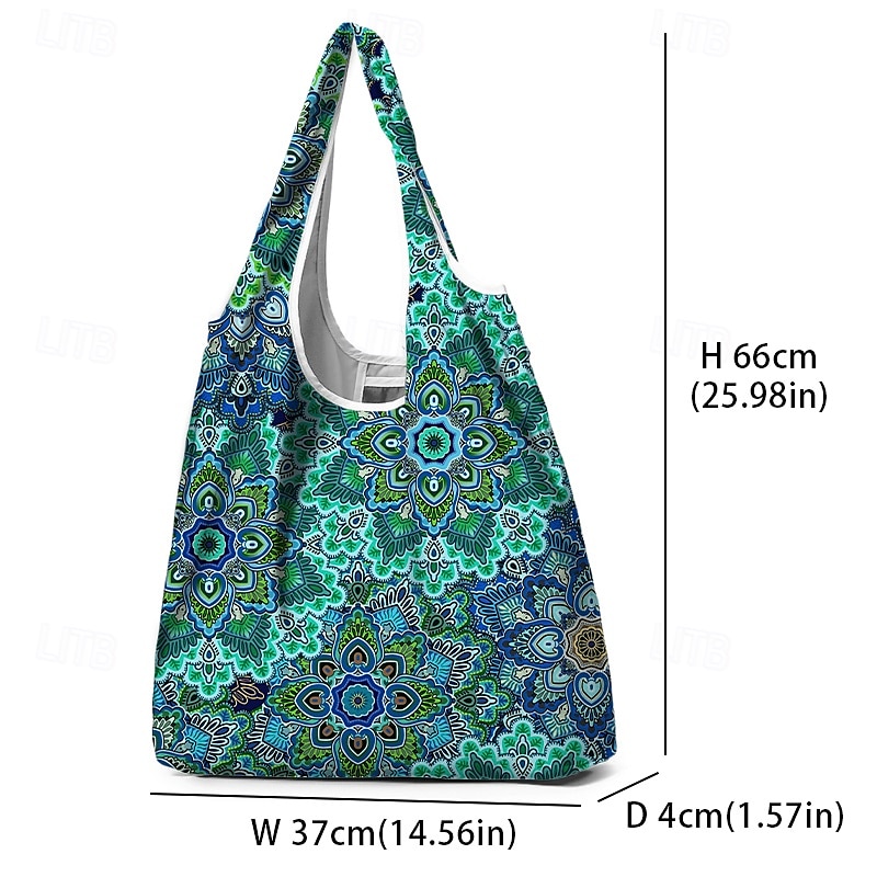 Women's Bohemian Floral Tote Bag, Reusable Foldable Shopping Bag with Colorful Mandala Design, Perfect for Beach, Groceries, and Everyday Use 2025 - $14.99 –P3