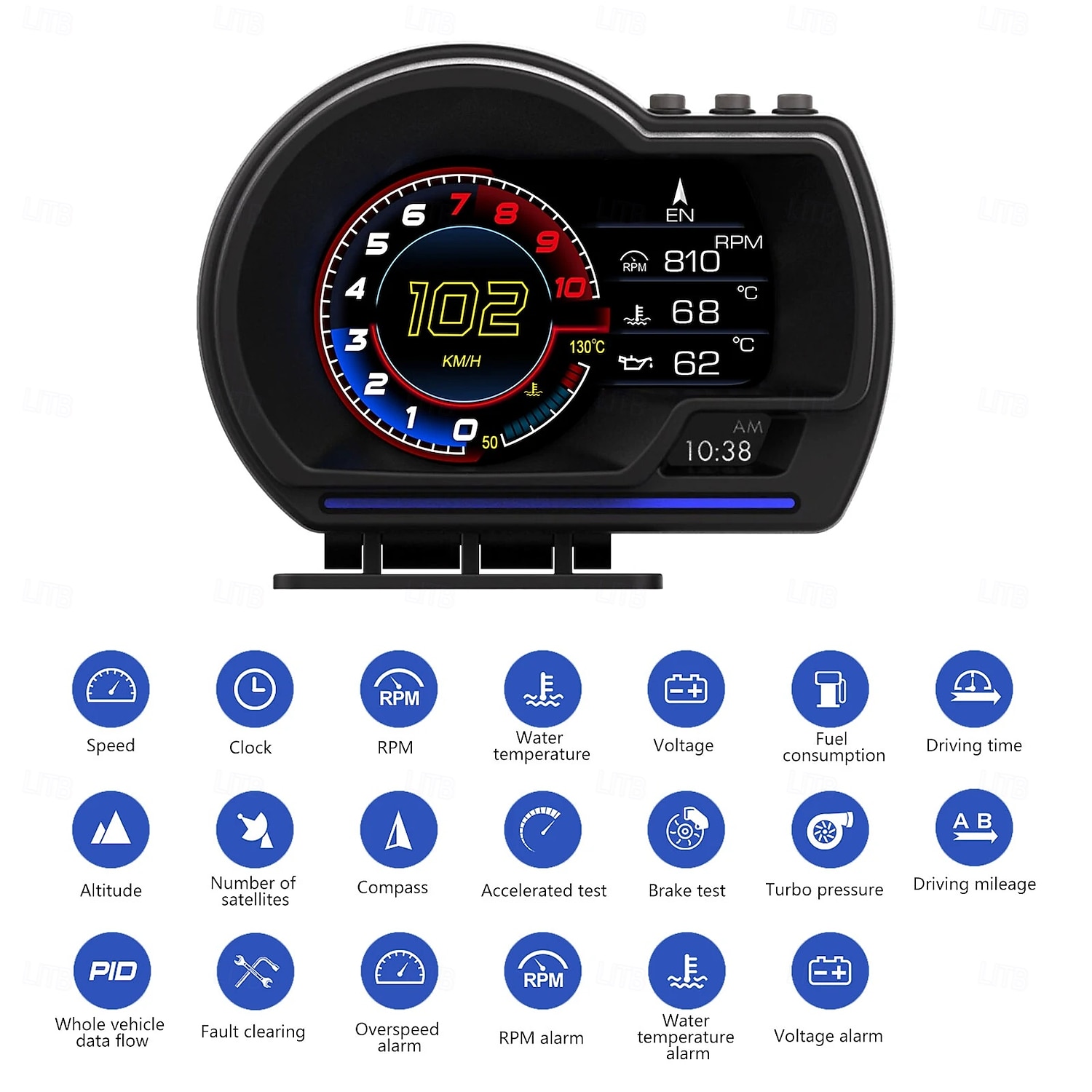 Car Head-Up Display OBD2&GPS Smart Car HUD Gauge Digital Odometer Security Alarm Water Temperature Alarm 2025 - $114.99 –P6