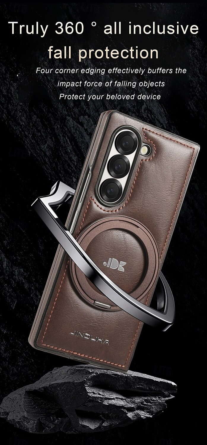 Phone Case For Samsung Galaxy Z Fold 6 Z Fold 5 Z Fold 4 Z Fold 3 Back Cover with Stand Holder Support Wireless Charging Shockproof Retro TPU PU Leather 2025 - $29.99 –P5