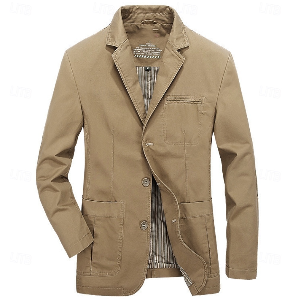 giacca casual da uomo giacca sportiva formale festa ufficio foderata elegante vintage primavera autunno poliestere tinta unita monopetto blazer con un bottone cachi del 2025 a $52.99 –P3
