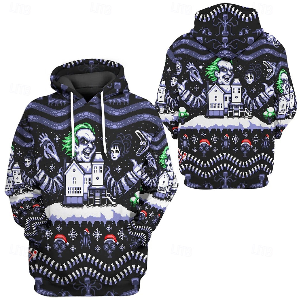 Beetlejuice 2 Hoodie Cartoon Manga Print 3D Character Front Pocket Graphic Street Style For Couple's Men's Women's Adults' Back To School 3D Print Party Casual Daily 2025 - $27.99 –P3