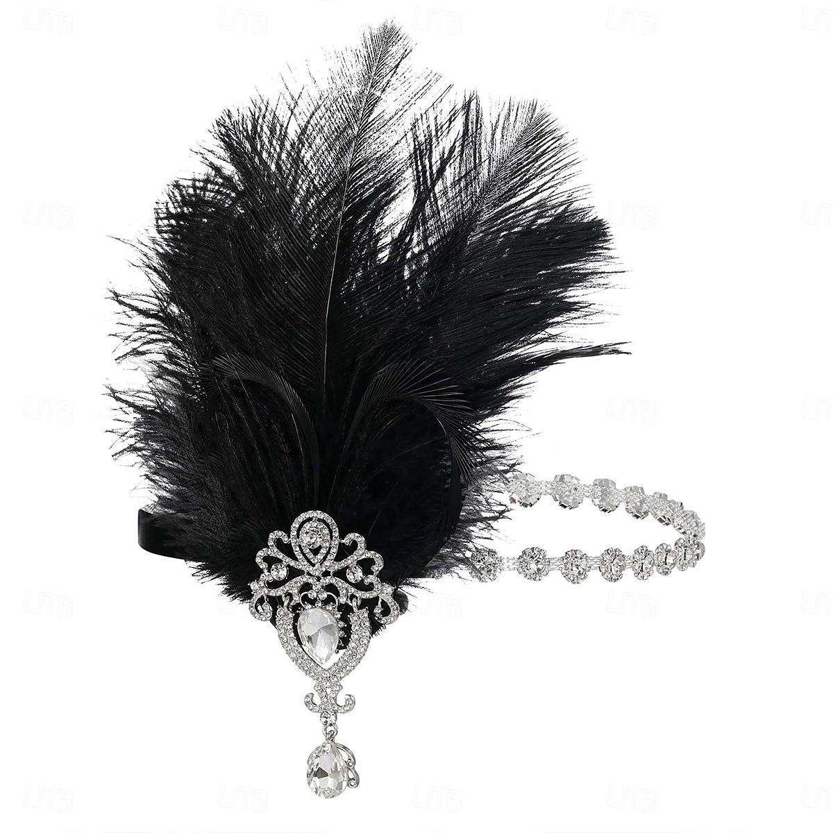 Cerchietto con piume nere e strass Gatsby anni '20 per donna: accessorio vintage in stile flapper per feste in maschera, matrimoni ed eventi a tema retrò del 2025 a $14.99 –P2