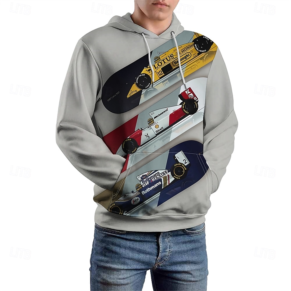 Homens Gráfico Carro Moletom Moletons Férias Diário Manga Longa Com Capuz Férias Esportes Para Noite Cinzento Estampado Inverno Primavera & Outono Designer de 2025 por $28.99 –P2