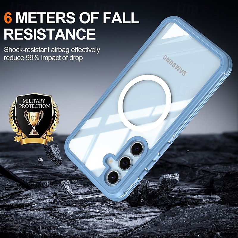 Phone Case For S24 FE S25 Ultra Back Cover Magnetic Support Wireless Charging Shockproof Retro TPU Acrylic 2025 - $20.99 –P5