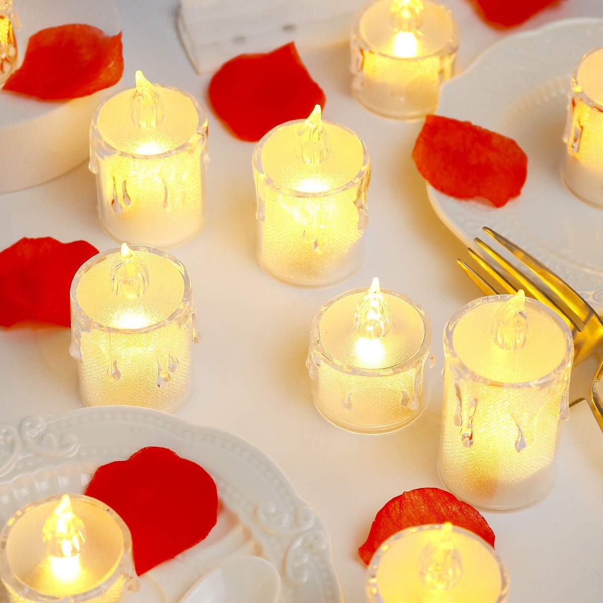 LED elektroniskt ljus candle light hjärtformad förslag party romantisk dekoration rekvisita jul halloween semesterparty hem dekoration 12/24 st 2026 - $14.49 –P8