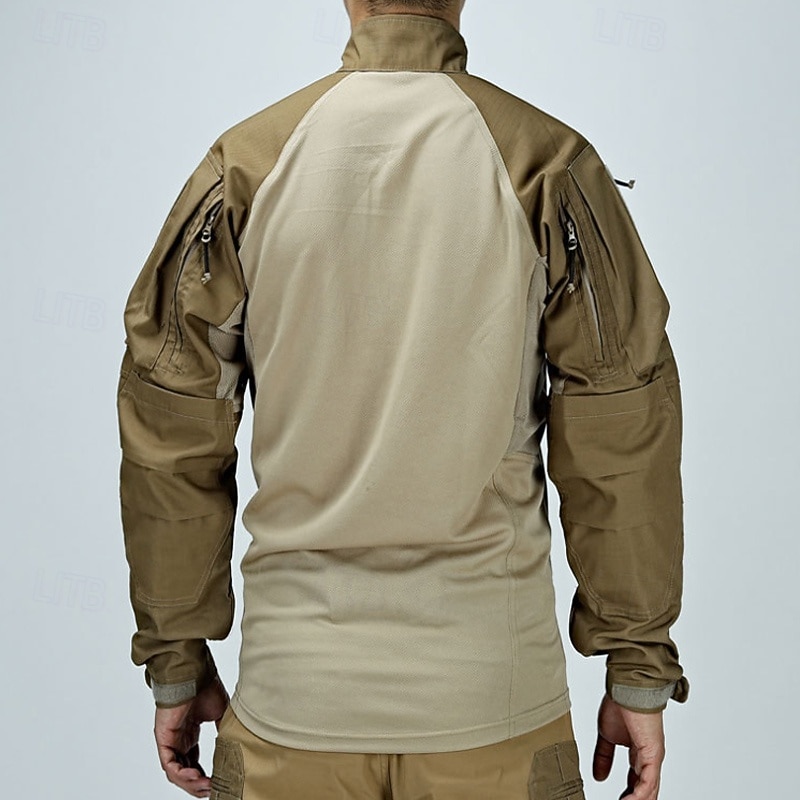 Męskie Koszula bojowa Koszula turystyczna Taktyczna koszula wojskowa Długi rękaw Quarter Zip Top Na wolnym powietrzu Oddychający Miękka Poliester Niejednolita całość Czarny Zieleń wojskowa Chropowata 2025 - $36.99 –P10