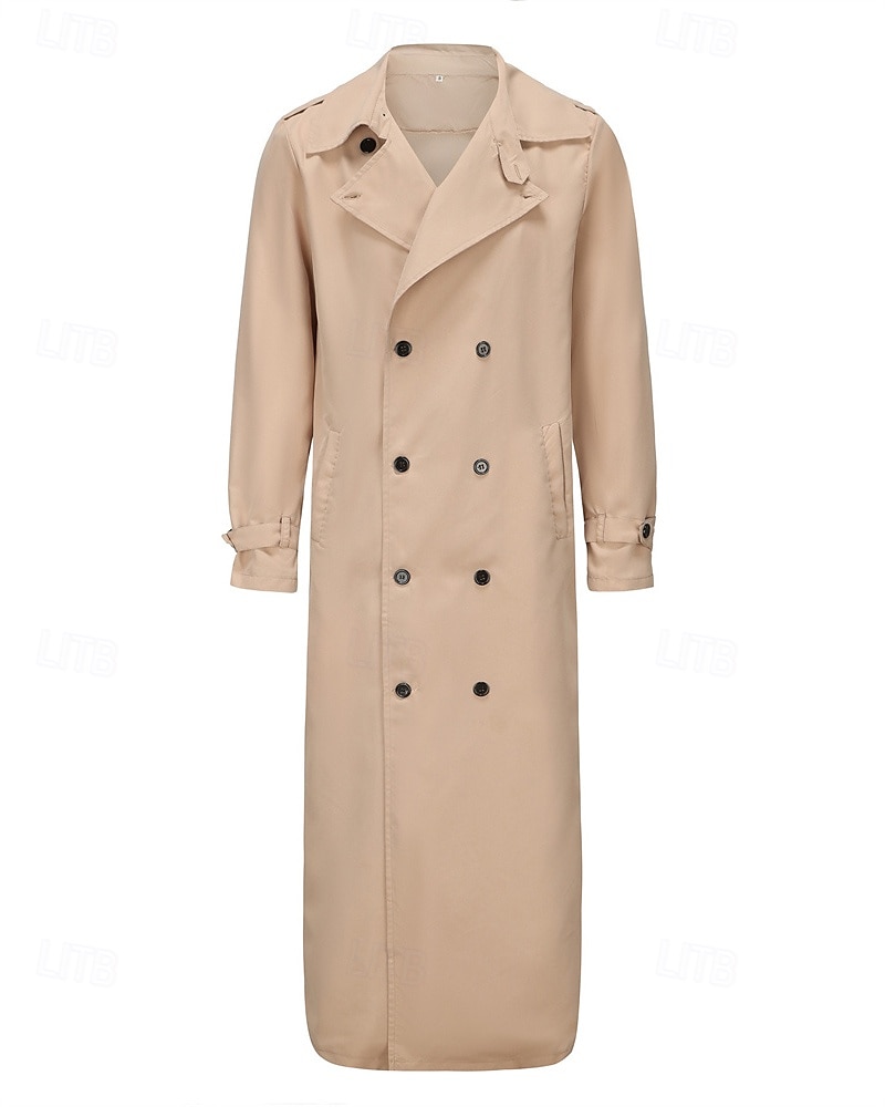 Men's Transition Jacket Trench Coat Going out All Seasons Polyester Windproof Outerwear Clothing Apparel Classic Plain Pocket Lapel Double Breasted 2025 - $41.99 –P5