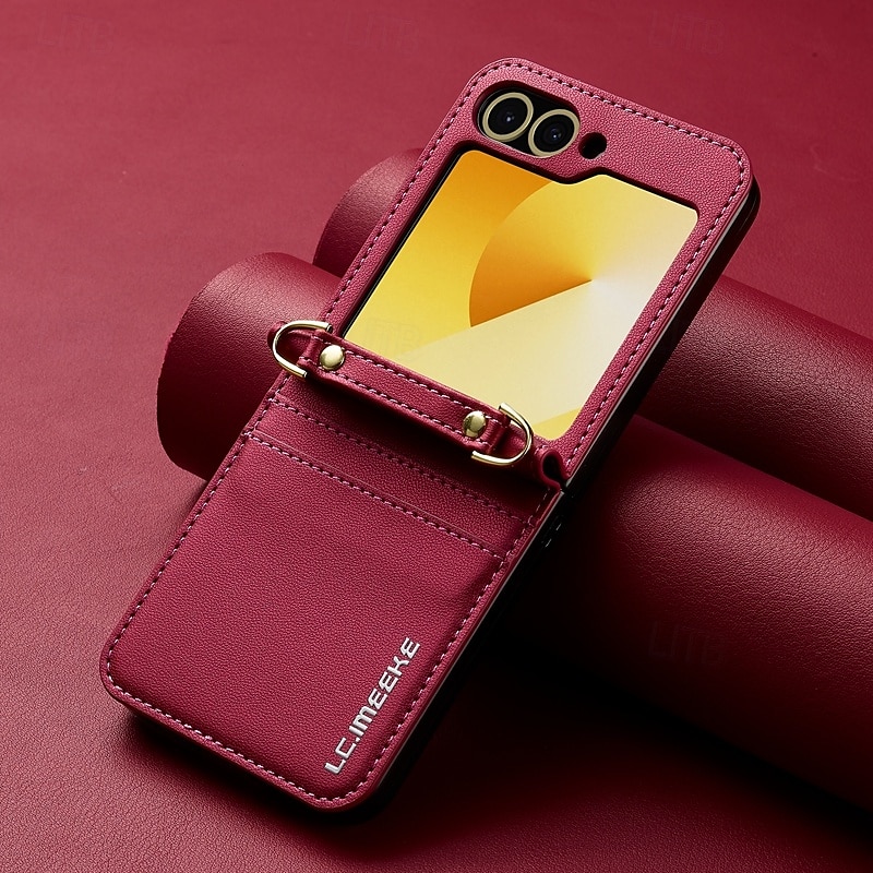 telefone Capinha Para Samsung Galaxy Z Flip 7 Z Virar 6 Z Flip 5 Z Flip 4 Z Flip 3 Capa traseira com cordão com pulseira Slot para cartão TPU Metal Couro PU de 2025 por $17.99 –P9