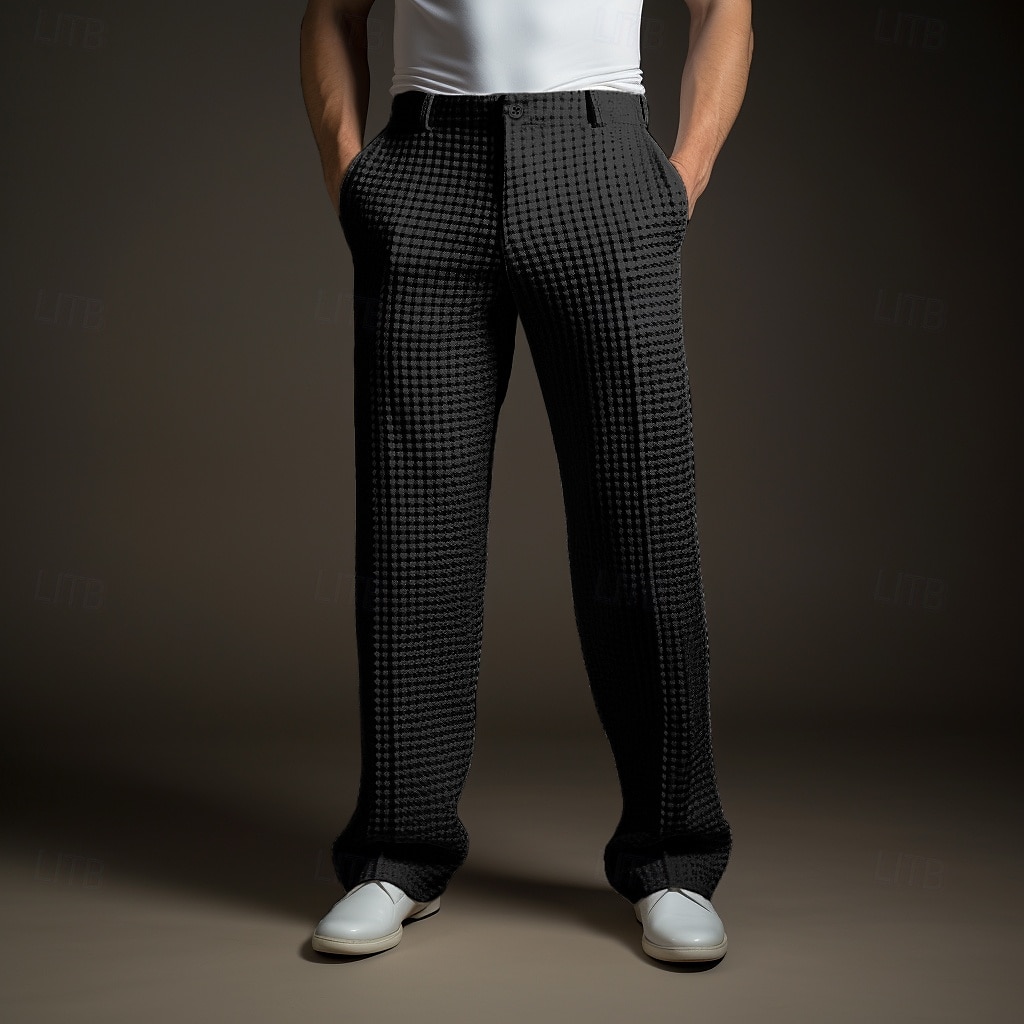 Voor heren Pakken Broek broek Kostuumbroek Wafel broek Knop Voorvak Recht been Effen Comfort liiketoiminta Dagelijks Feestdagen Modieus Chique en modern Zwart Wit 2025 - $29.99 –P10