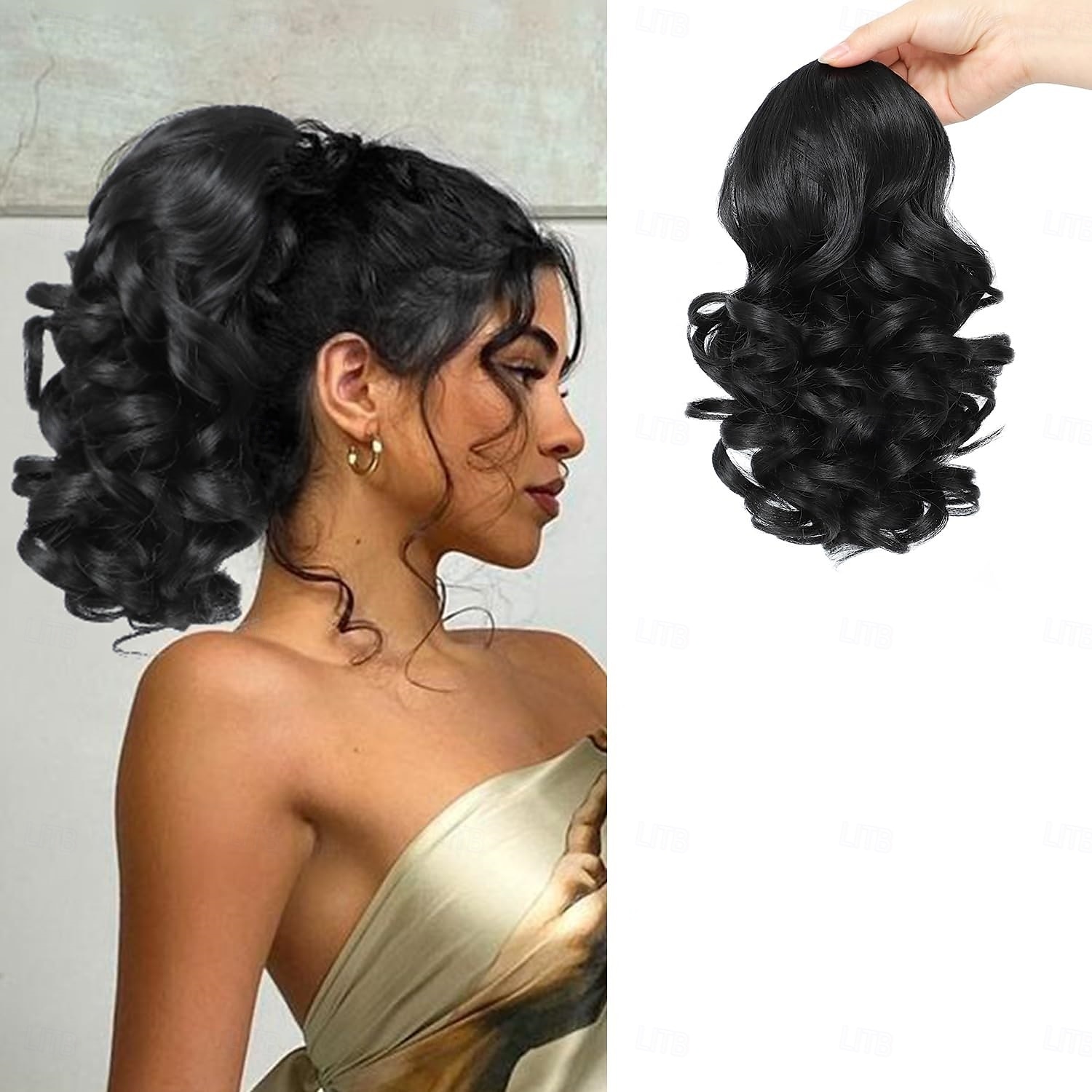 Chignons كعكة الشعر مقطع في شعر مستعار صناعي قطعة الشعر إطالة الشعر مجعد مناسب للحفلات مناسب للبس اليومي الحفلات و المساء بني متوسط بني ذهبي بني غامق 2025 - $10.99 –P1