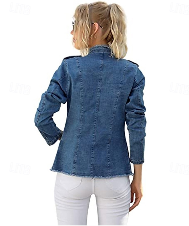 Damen Achselzucken Langarm Asymmetrisch Blau Frühling Herbst Winter 2025 - $36.99 –P2