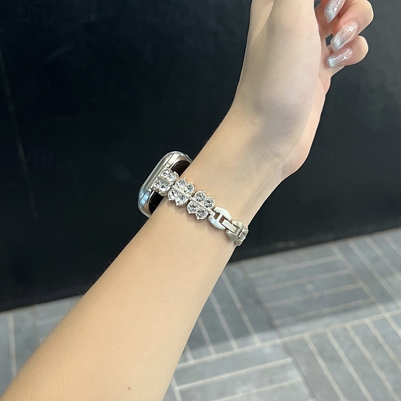 Pulseira de joias Compatível com Pulseira Apple Watch 38mm 40mm 41mm 42mm 44mm 45mm 49mm Bling Diamond Ajustável Respirável Lega pulseira de substituição para iwatch Ultra 2 Series 9 8 7 SE 6 5 4 3 2 de 2025 por $16.99 –P10