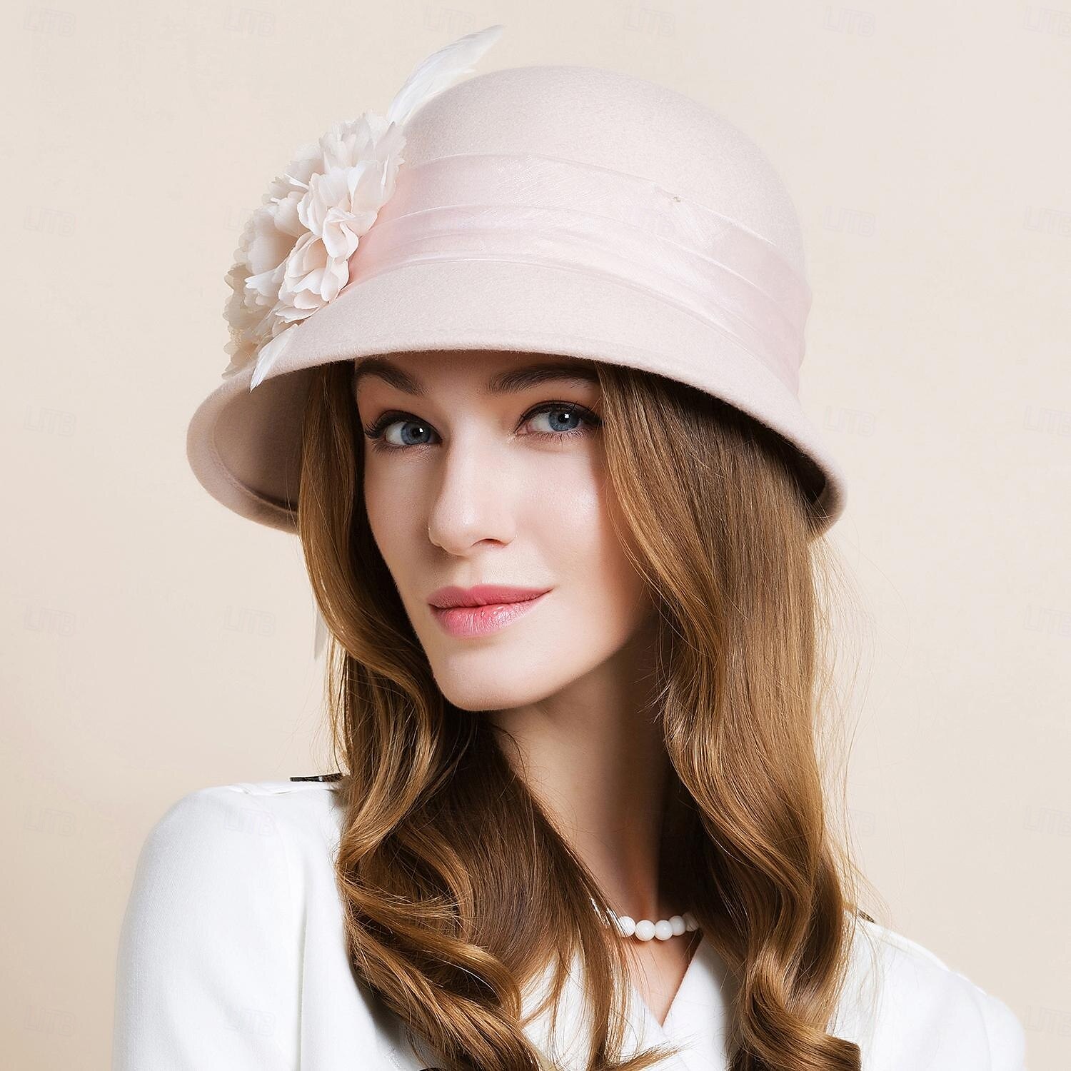 Kalap 100% Gyapjú Fedora kalap Esküvő Hölgyek napja Elegáns Brit Val vel Toll Csipke oldal Sisak Fejfedők 2025 - $45.99 –P4