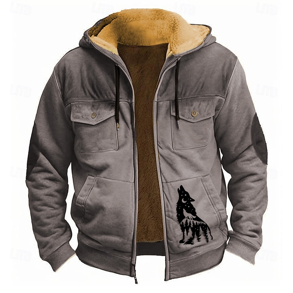 Homens Lobo Tosão Moletom Moletons Moletom Manga Longa Moletom com capuz Com Capuz Moda Impressão 3D Feriado Streetwear Preto Vermelho Zíper Bolsos Outono Inverno Designer de 2025 por $40.99 –P4