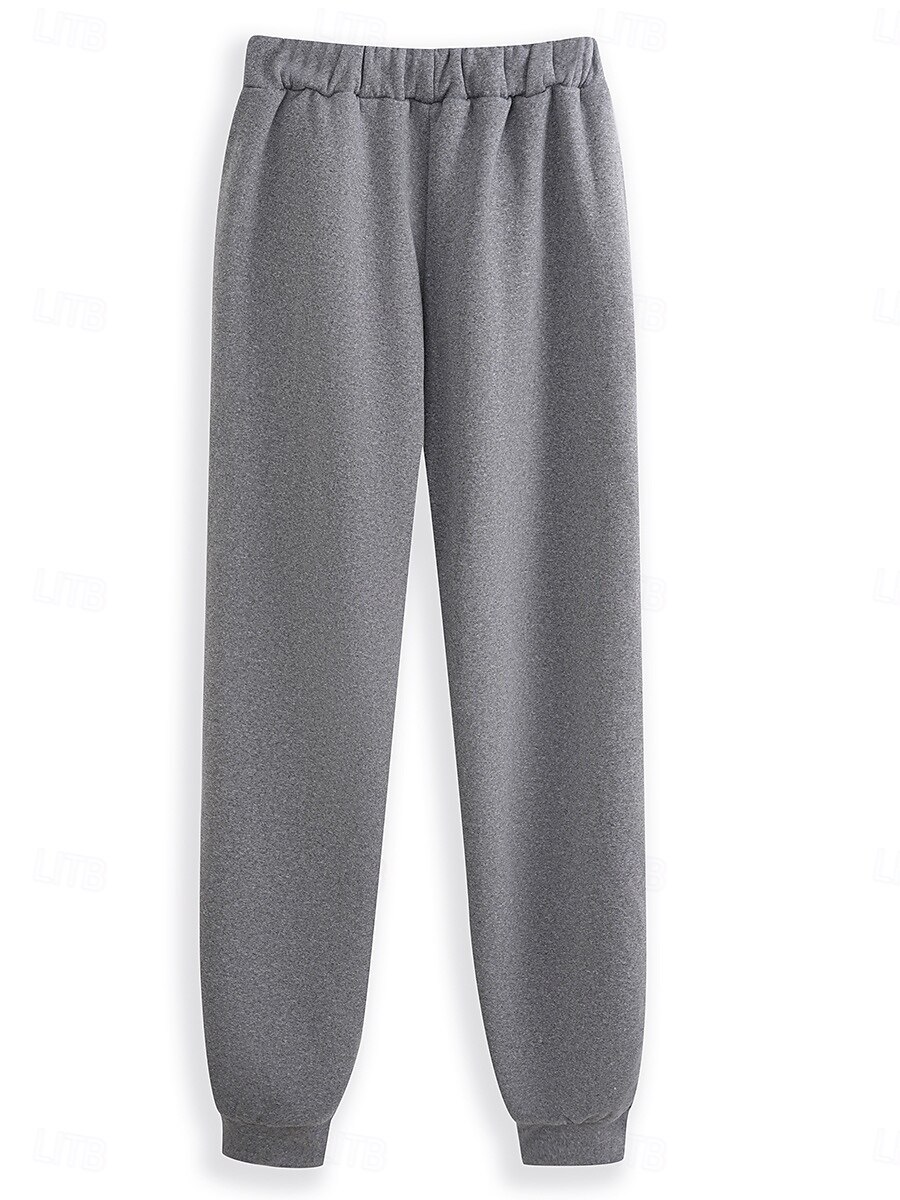 Kvinnors 2 delar Sweatshirt Tracksuits Byxor Fluffy Pyjama Set Långärmad Top och Byxa Text Tryck Komfort Avslappnad Hemma Kläder Dragsko Solid Mysig Vinter 2025 - $43.99 –P4