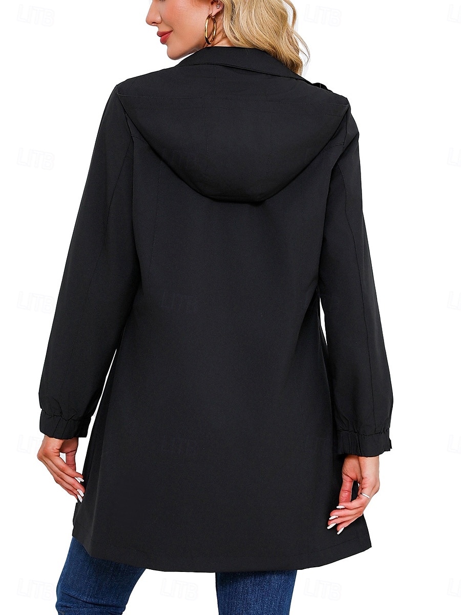 Women's Casual Jacket Work Zipper Solid Color Windproof Fashion Loose Fit Outerwear Long Sleeve Fall Black S 2025 - $83.99 –P3