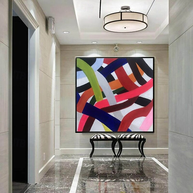 handgjord 3d färgglad oljemålning på duk stor handmålad abstrakt strukturerad palettkniv boho oljemålning väggkonst anpassade samtida minimalistiska konstverk för vardagsrum sovrum heminredning 2025 - $116.99 –P6