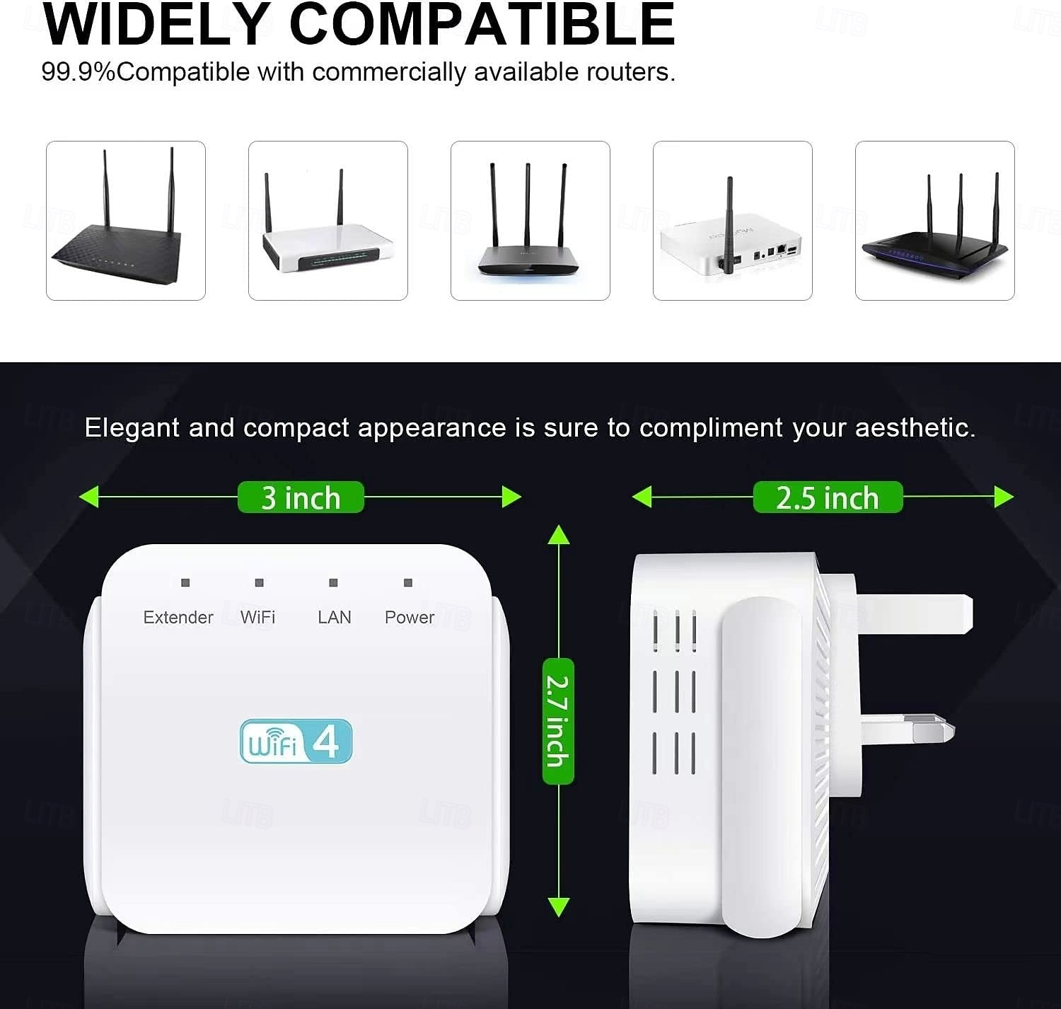 booster wifi booster wifi extension de portée wifi 300mbps répéteur de signal sans fil booster 2,4 et 5ghz double bande 4 antennes couverture complète à 360° de 2025 ? $38.99 –P2