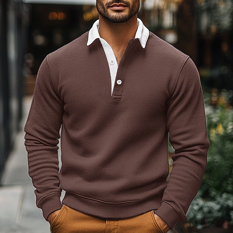 Per uomo Felpa Felpa Polo Nero Blu marino Blu Marrone Cachi Collo a polo Liscio Tasche Sportivo Giornaliero Per eventi Streetwear Fantastico Informale Primavera & Autunno Abbigliamento Felpe con del 2026 a $28.99 –P7