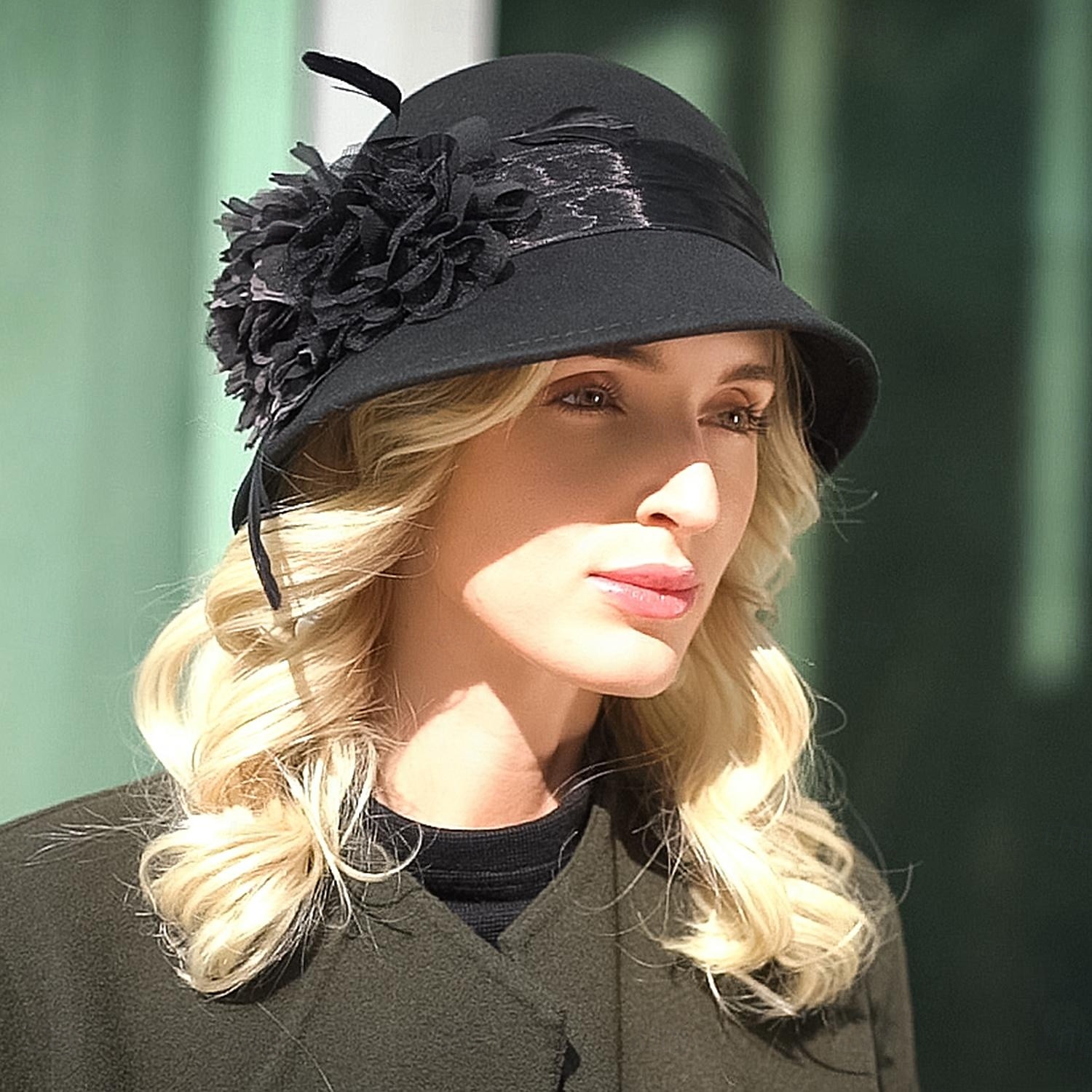 Kalap 100% Gyapjú Fedora kalap Esküvő Hölgyek napja Elegáns Brit Val vel Toll Csipke oldal Sisak Fejfedők 2025 - $45.99 –P10