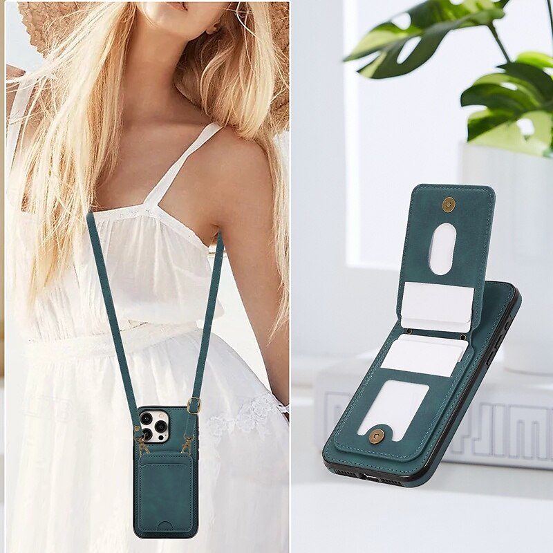 Phone Case For iPhone 16 Pro Max Plus iPhone 15 Pro Max Plus iPhone 14 13 12 11 Pro Max Plus Mini SE Back Cover with Stand Holder Magnetic with Lanyard Retro TPU PU Leather 2025 - $17.99 –P12