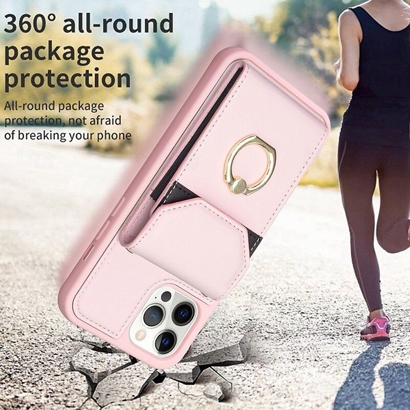 2025年 iPhone 16 iPhone 15 Pro Max Plus iPhone 14 13 12 11 Pro Max Plus Mini ウォレットケース リングホルダー カードスロット 衝撃吸収レトロ TPU PUレザー  コレクション – $19.99 –P6