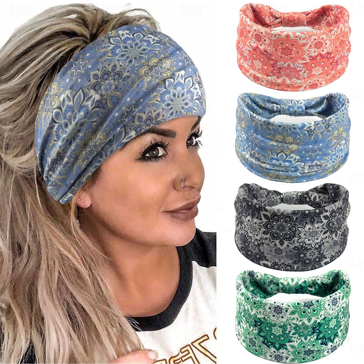 Diademas anchas para mujer, turbante con nudo de color sólido, diademas grandes de estilo bohemio, envolturas para el cabello de moda para yoga, correr &deportivo, elegante &estilo sencillo 2026 - $13.49 –P2
