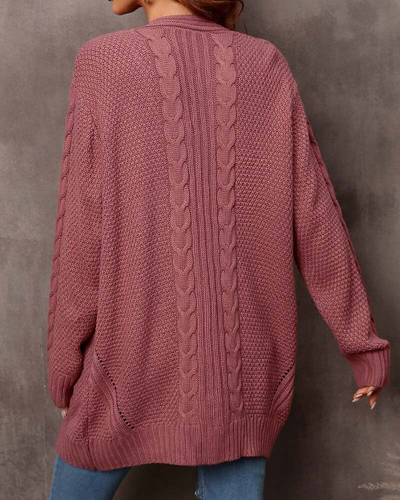 Damen Pullover Modisch Täglich Brautkleider schlicht Graphic Bedruckt Öffnung vorne Strick Textur Langarm Lange Oberteile Stricken Heim Arbeit Schwarz Rosa Herbst Winter 2025 - $62.99 –P5