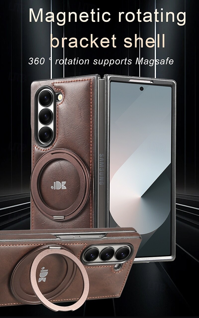 Phone Case For Samsung Galaxy Z Fold 6 Z Fold 5 Z Fold 4 Z Fold 3 Back Cover with Stand Holder Support Wireless Charging Shockproof Retro TPU PU Leather 2025 - $29.99 –P1