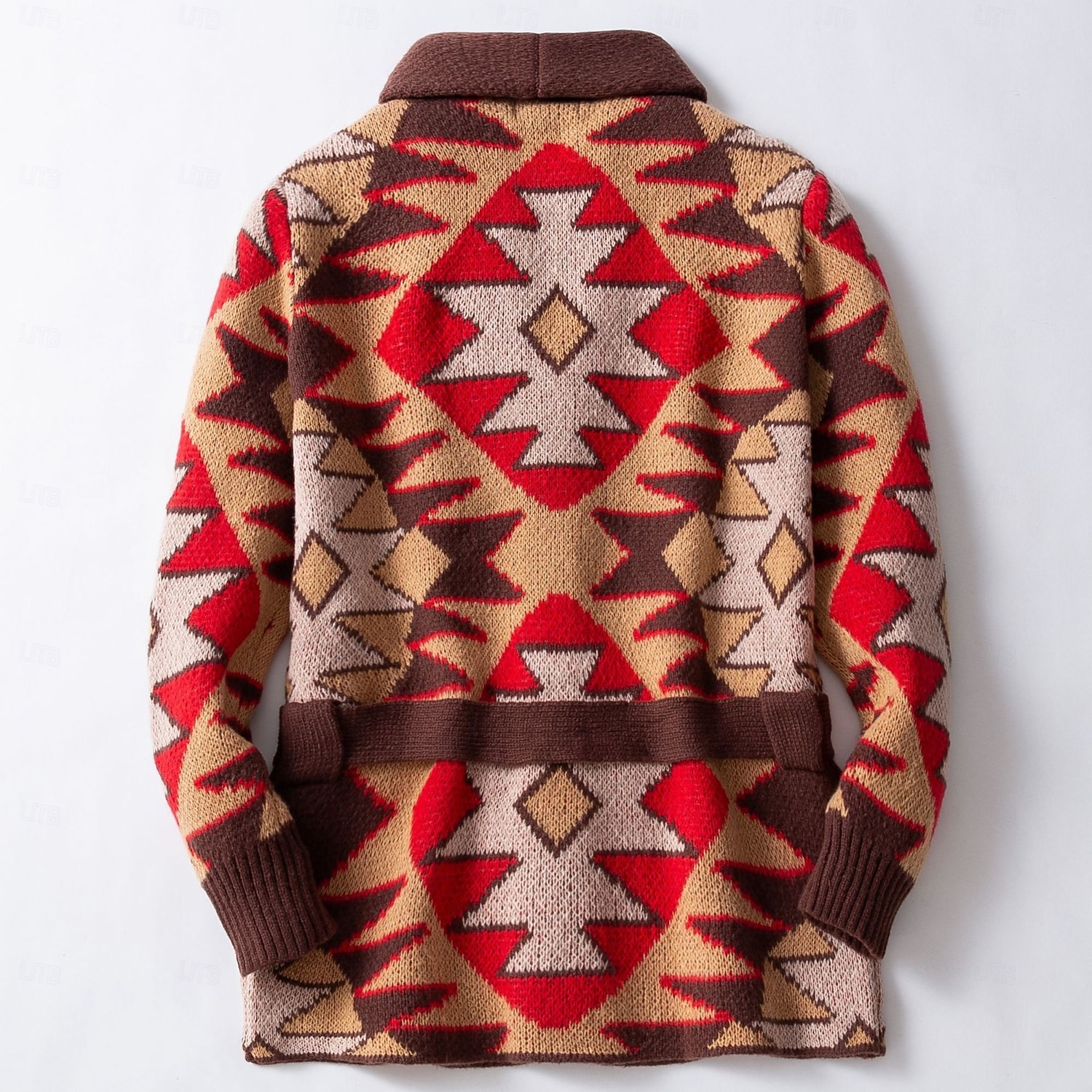 Pánské Žakárový svetr Svetr Cardigan Cardigan kabát Pletený svetr Rýhovaný háčkované Plést Tunika Pletený Žakár Retro Šálový límec Módní Klasické Denní nošení Rande Oblečení Podzim zima Hnědá M L XL 2026 - $60.99 –P2