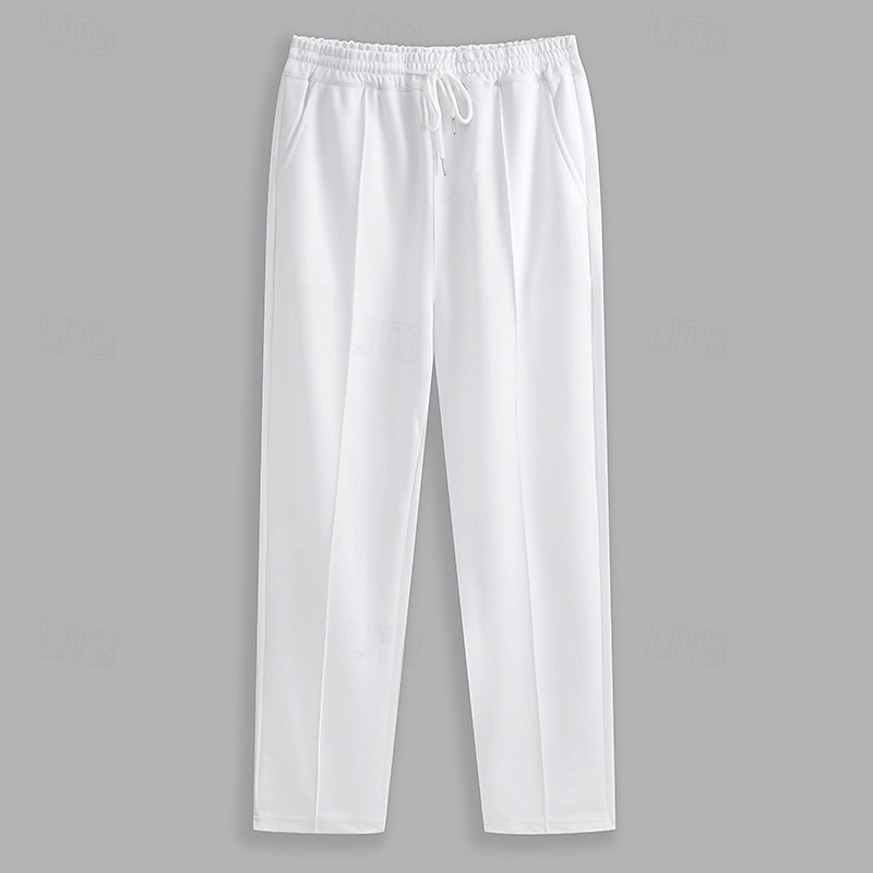 Муж. Штаны Бегун Брюки со складками Кулиска Эластичная талия Полотняное плетение Комфорт Дышащий Повседневные Праздники Спорт Мода Черный Белый 2026 - $20.99 –P1