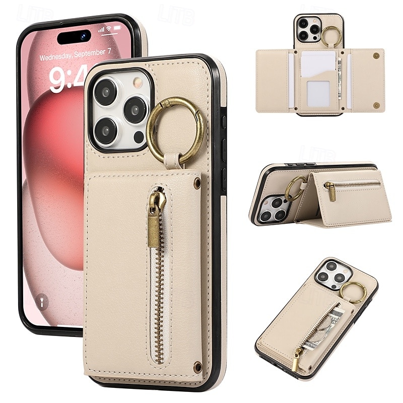 2025年 電話 ケース 用途 iPhone 16 Pro Max プラス iPhone 15 プロマックスプラス iPhone 14 13 12 11 Pro Max Plus Mini SE バックカバー スタンド付き バンカーリング ジッパ- レトロ風 TPU PUレザー コレクション – $20.99 –P11